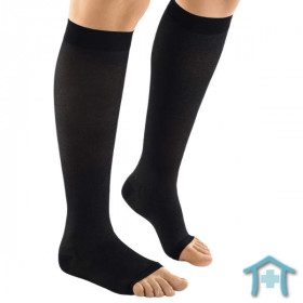 Venosan Kompressionsstrumpf mit Silber, Kniestrumpf, Fuss offen, schwarz