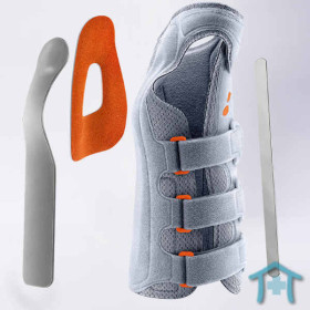 Leichte aber wirkungsvolle Orthese mit Schiene zur Ruhistellung und Pelotte zur Entlastung des Nervus medianus bei CTS