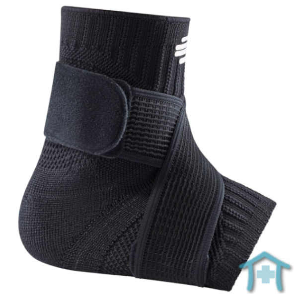 Ankle Support Sportbandage isoliert, Black mit Figure-8-Zügel