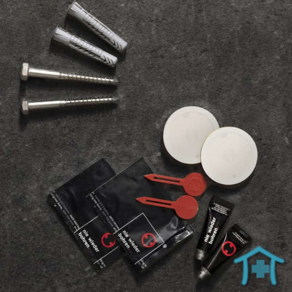 Befestigungsmaterial für die Montage des Etac Flex Griffs (kleben oder schrauben)