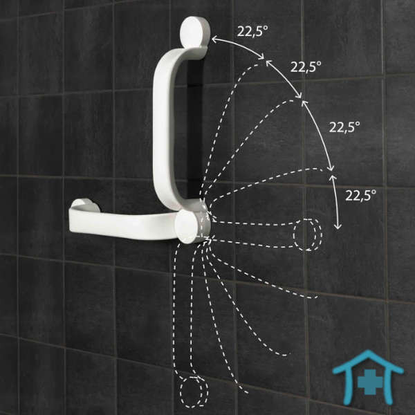 Der Winkel von zwei Etac Flex Haltegriffen lässt sich fein einstellen und den individuellen Bedürfnissen anpassen.