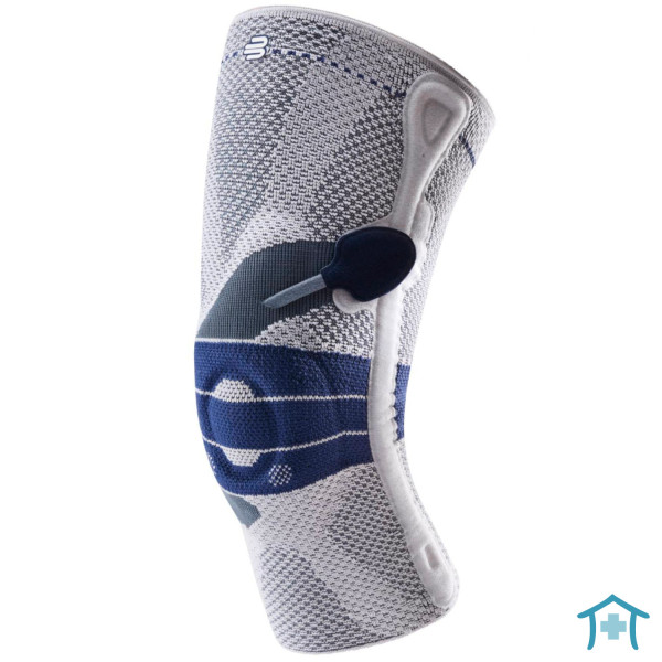 GenuTrain P3 Kniebandage von Bauerfeind, Ansicht auf den Korrekturzügel