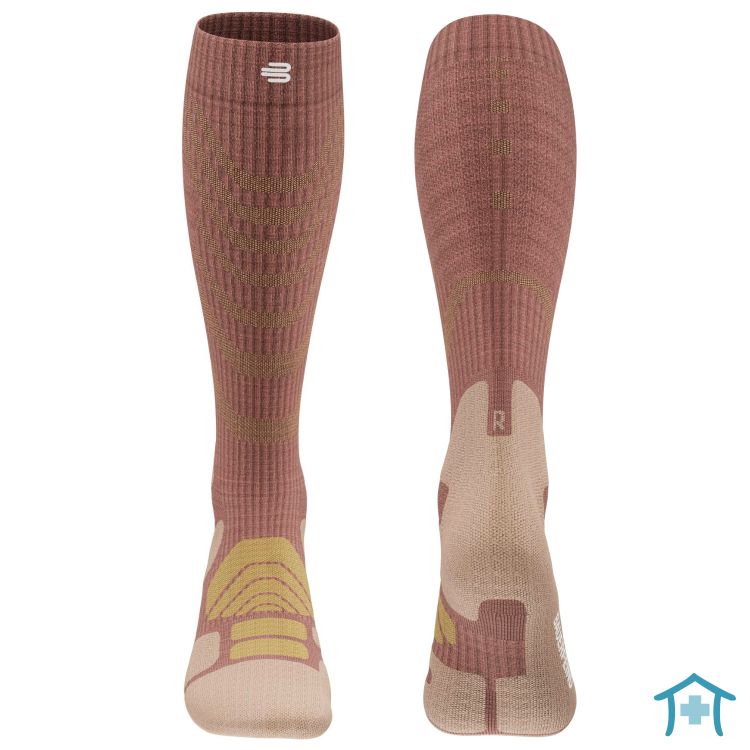 Merino Kompressionssocken zum Wandern, Coral für Damen