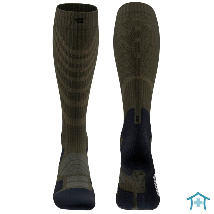 Merino Wandersocken für Herren Front- und Rückansicht in Grün