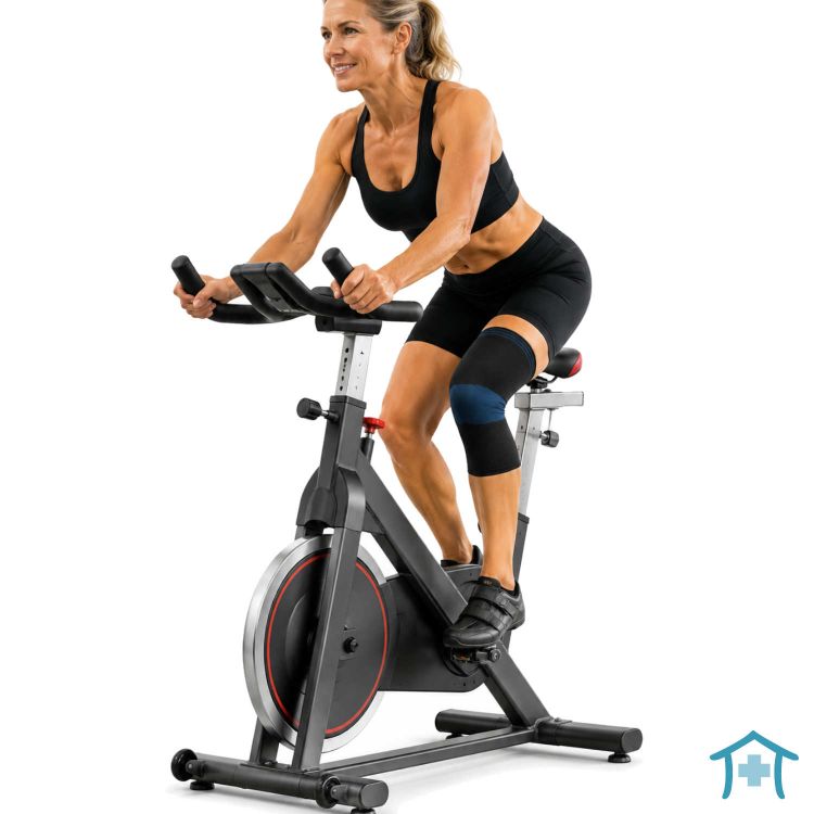 Elastische Kniebandage Active Color beim Spinning