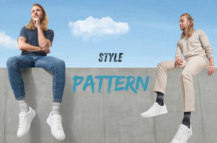 Die modernen Style Pattern Kompressionsstrümpfe in grey und black für Herren